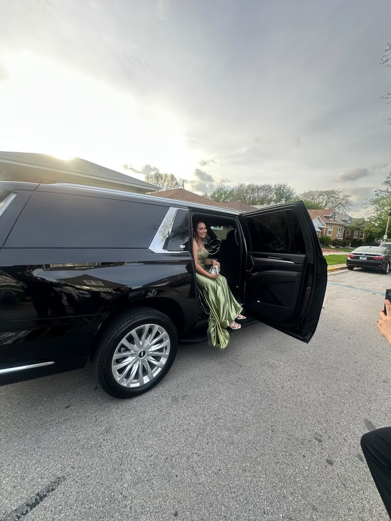 Prom client stepping out of the vehicle